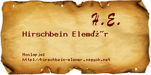 Hirschbein Elemér névjegykártya